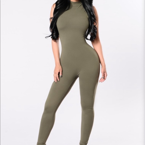 Fashion Nova Pants - FASHION NOVA • Olive Sleeveless Jumpsuit XXL 2X